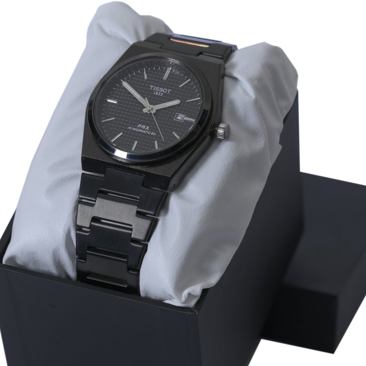 PRX Black With Black Textured Dial Watch