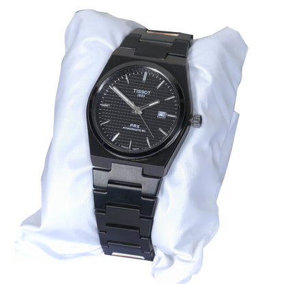 PRX Black With Black Textured Dial Watch