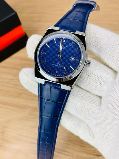 PRX Silver With Blue Textured Dial Watch