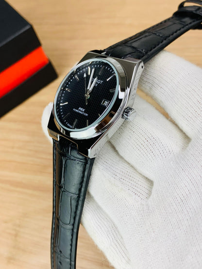 PRX Silver With Black Textured Dial Watch